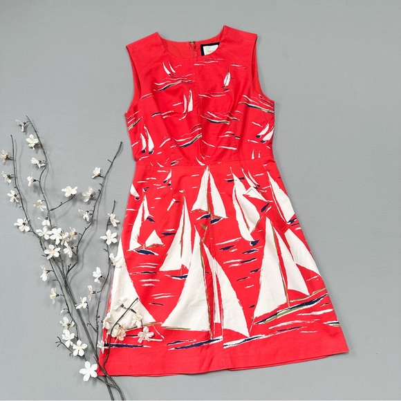 Anthropologie Red and White Sailboat Dress - Picture 5 of 11
